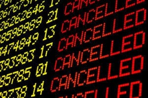 International flights cancelled