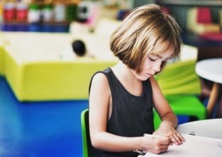 Young girl in a Spanish classroom