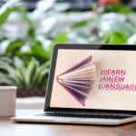 learning a new language on laptop