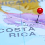 Costa Rica map with pin in it