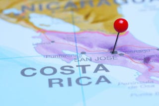 Costa Rica map with pin in it