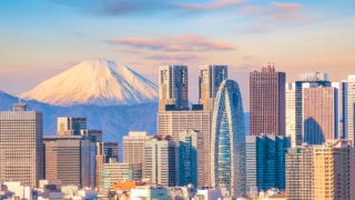 Panorama view of Tokyo skyline Mt fuji