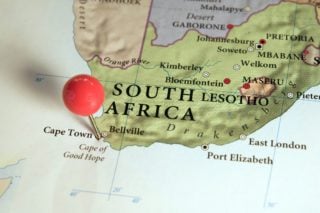 South Africa's map with pin