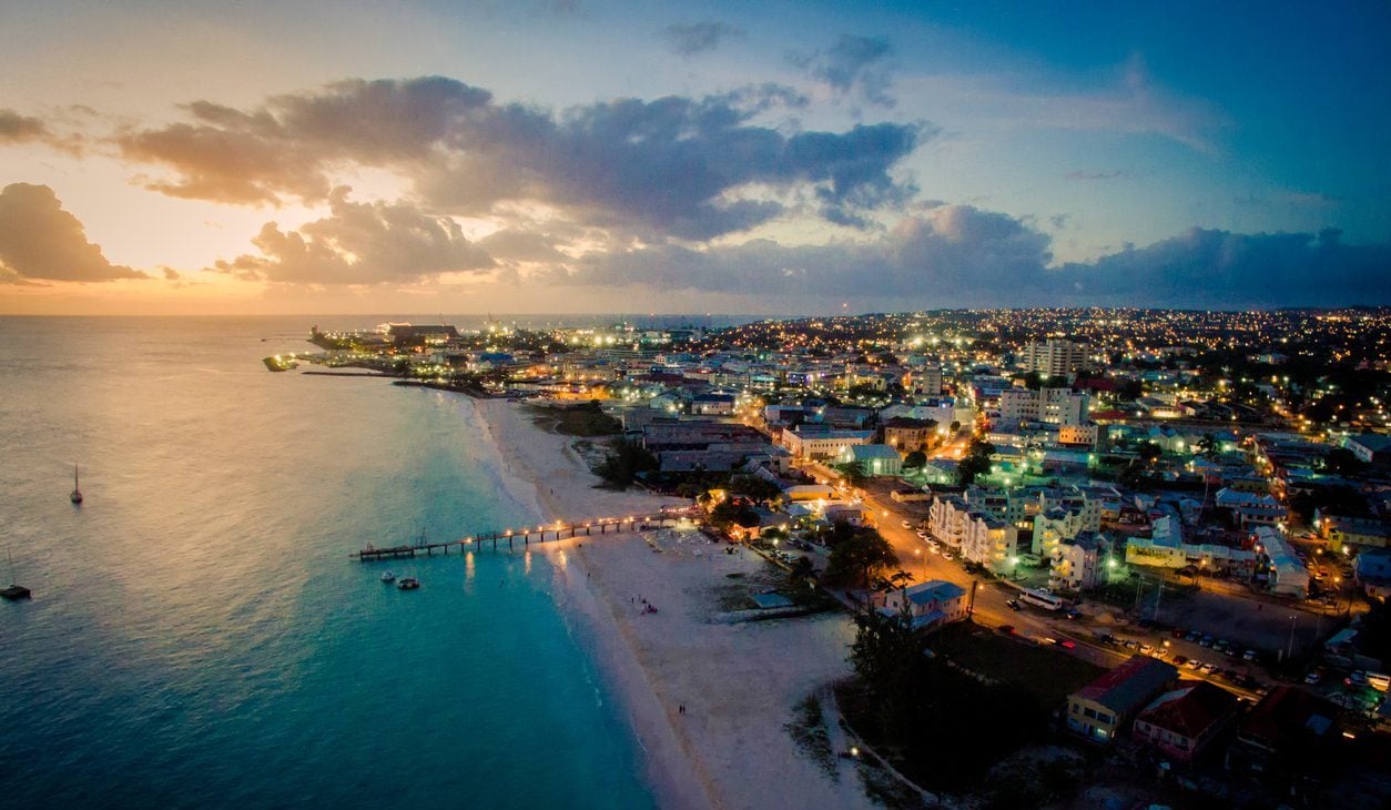 Barbados at sunset, a great option for travelers with digital nomad visa. 