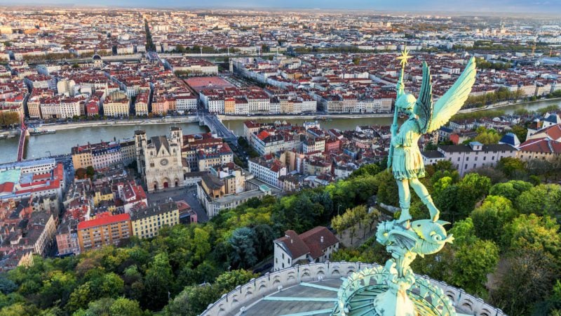 Aerial view of one of the best cities in France for expats, Lyon.