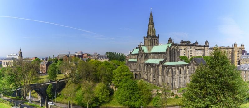 Panoramic Glasgow Cathedral is the oldest cathedral on mainland and is the oldest building in Glasgow and also called St Mungo Cathedral , Scotland