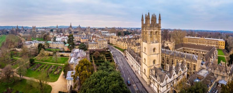 Aerial view of Oxford, United Kingdom