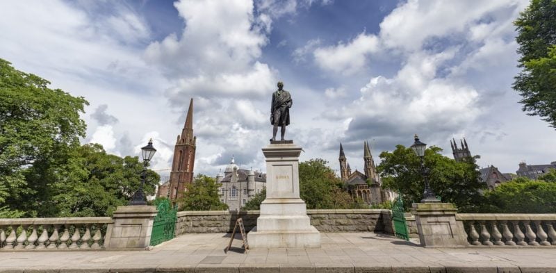 Blue sky on a summer day in Aberdeen, Scotland.