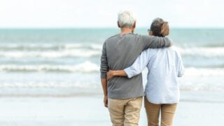 Senior couple huging in happy Retirement