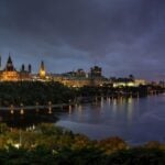 Panoramic view of Downtown Ottawa and the Parliament of Canada. Taken from Nepean Point in Ontario, Canada, one of the best places to live in Canada.