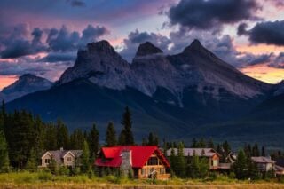 View of Residential Homes with Canadian Rocky Mountains