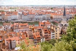 Overhead view of Lyon, France