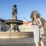 Woman traveling in Bordeaux city, France