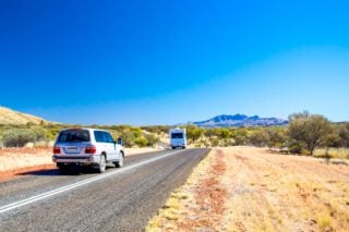 Driving toward Mt Zeil in the West MacDonnell Ranges