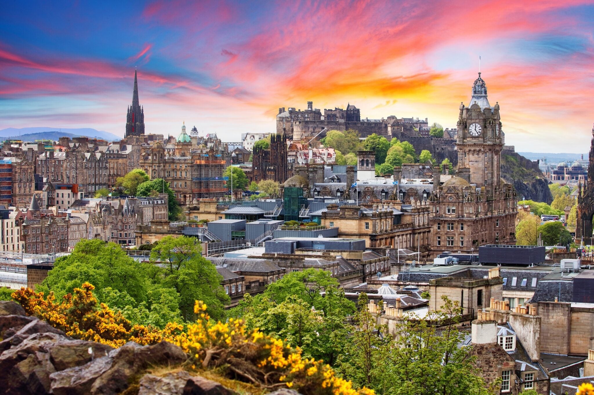 Edinburgh castle Scotland at sunset Edinburgh castle Scotland at sunset