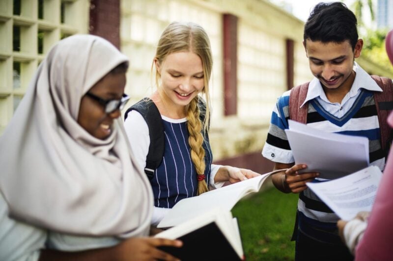 three students studying abroad in Indonesia