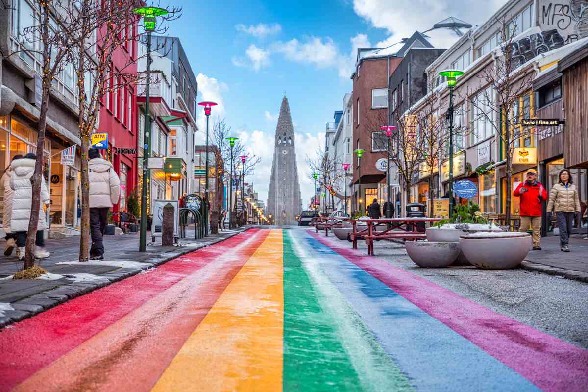 reykjavík-iceland a rainbow painted street it Reykjavík, Iceland, one of the safest places to live in the world