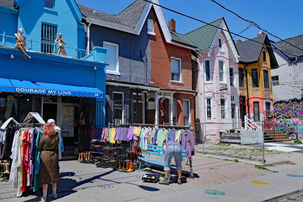 Colorful houses in Kensington Market, one of the top locations for living in Toronto