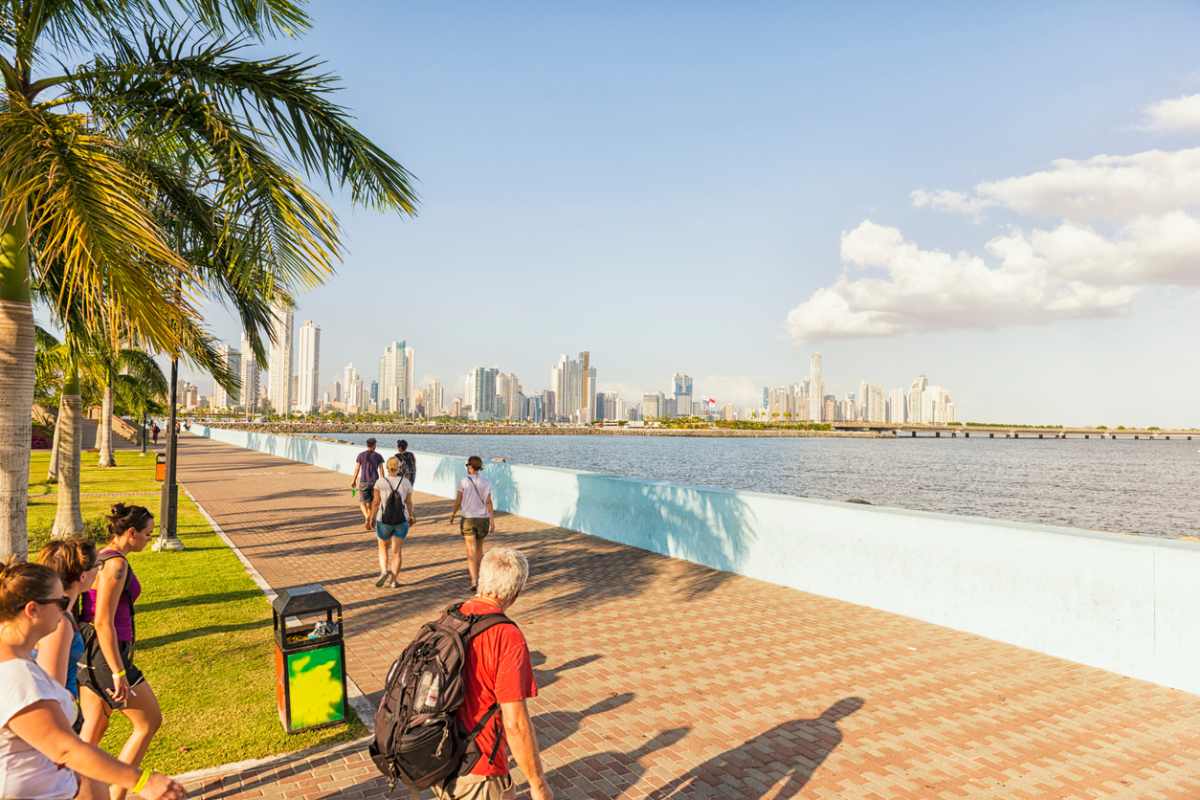 panama-city-waterfront Tourists walking along the waterfront in Panama City, where many foreigners wonder, is Panama safe?