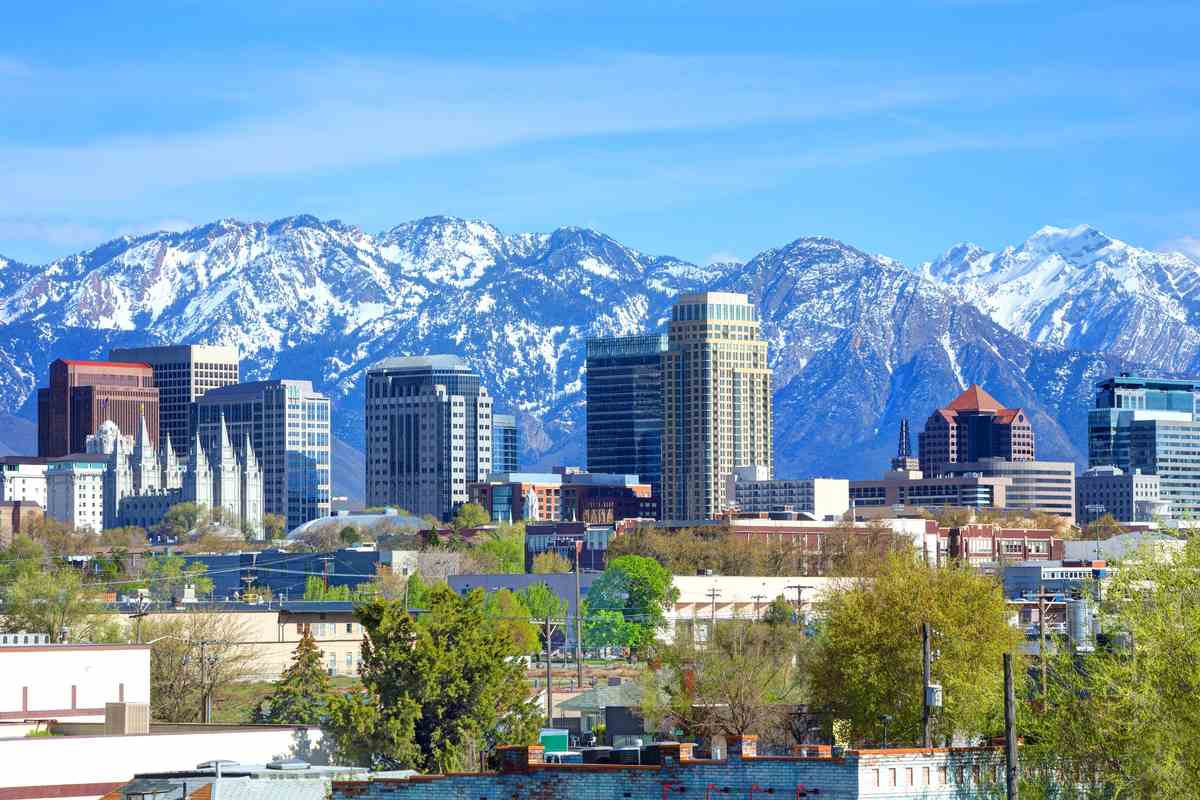 the skyline of Salt Lake City, Utah, which has one of the highest average cost of living in the U.S.