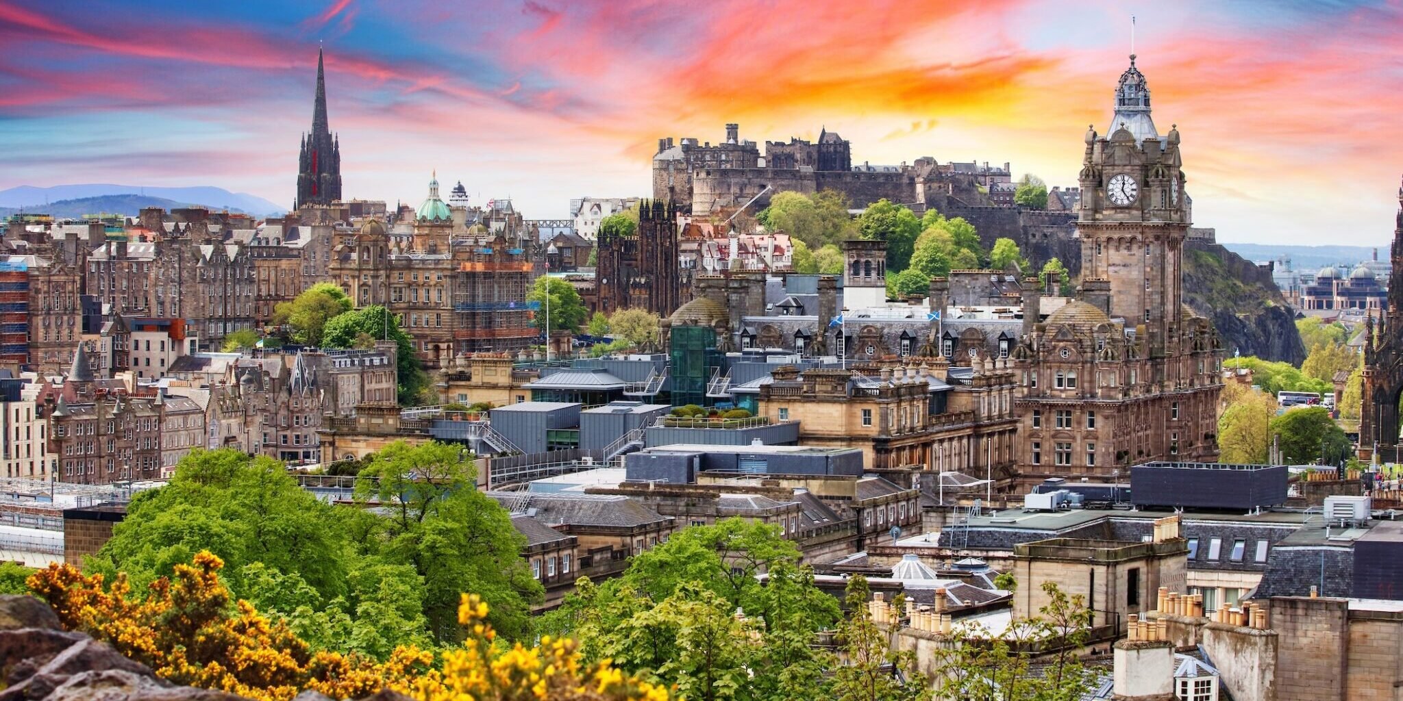 Edinburgh castle Scotland at sunset Edinburgh castle Scotland at sunset